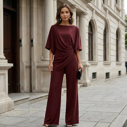 Gabriella | Completo con Blusa Drappeggiata e Pantalone Ampio