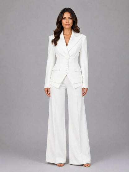 Anselma | Completo a due pezzi con blazer dalla vita segnata e pantaloni palazzo