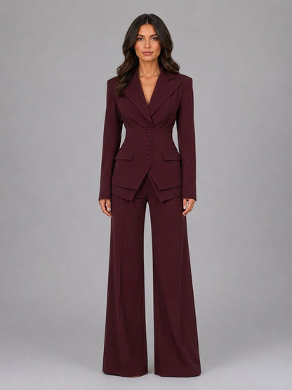 Anselma | Completo a due pezzi con blazer dalla vita segnata e pantaloni palazzo