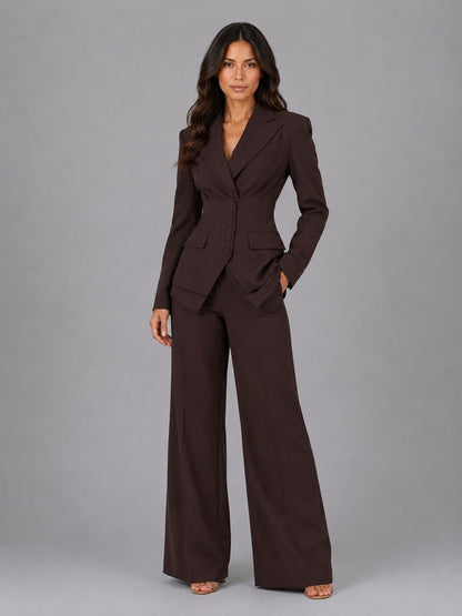 Anselma | Completo a due pezzi con blazer dalla vita segnata e pantaloni palazzo