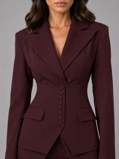 Anselma | Completo a due pezzi con blazer dalla vita segnata e pantaloni palazzo