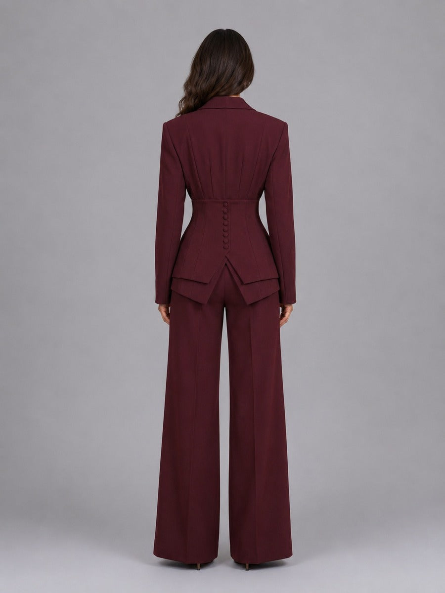 Anselma | Completo a due pezzi con blazer dalla vita segnata e pantaloni palazzo