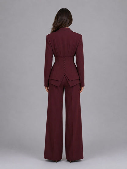 Anselma | Completo a due pezzi con blazer dalla vita segnata e pantaloni palazzo
