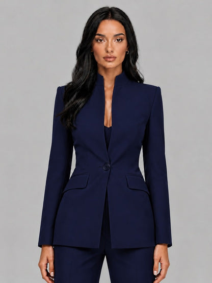 Faustina | Completo a due pezzi con blazer a listini e pantaloni a zampa